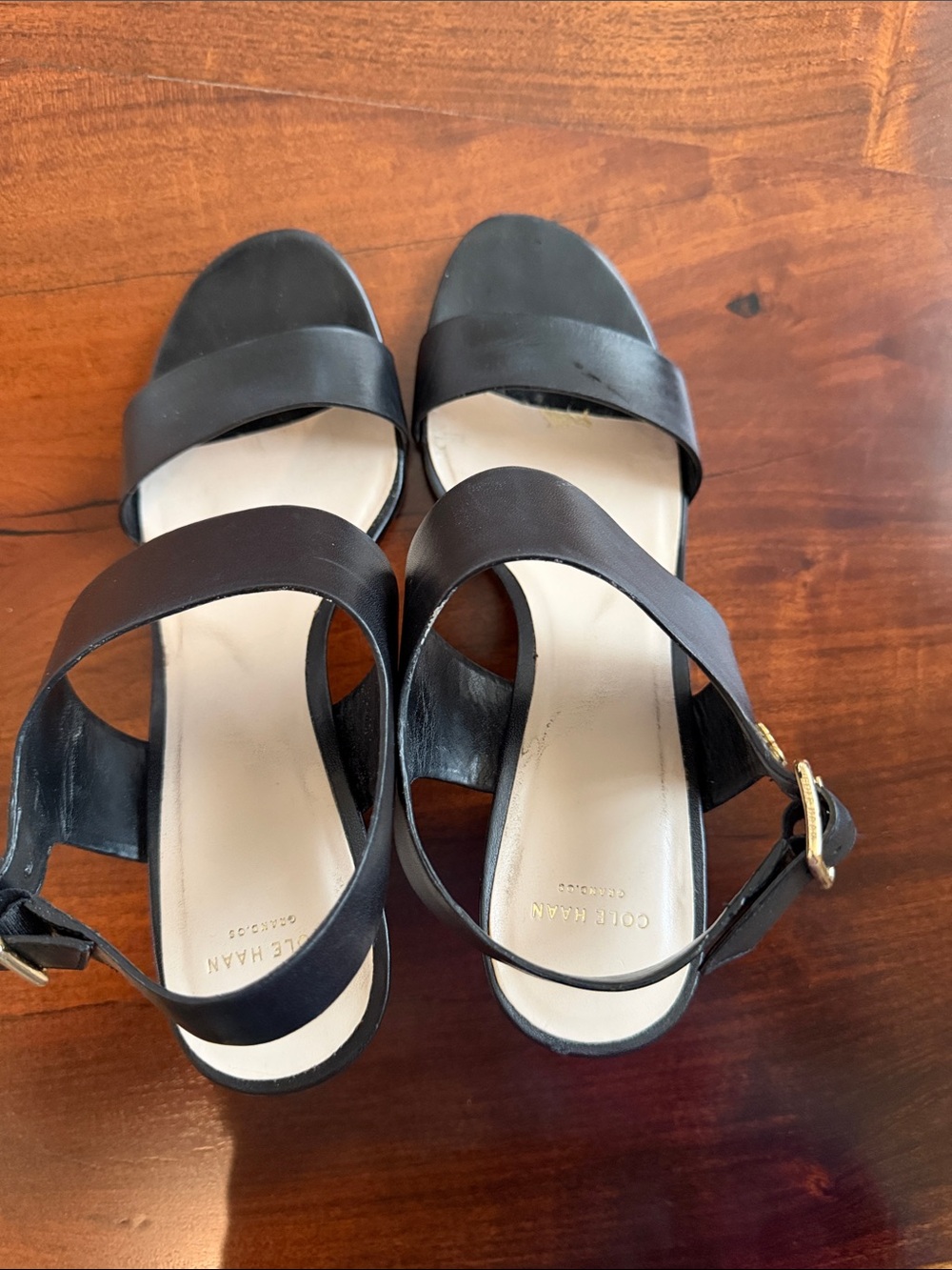 Cole Haan Black Leather Cross-Strap Women's Sandals